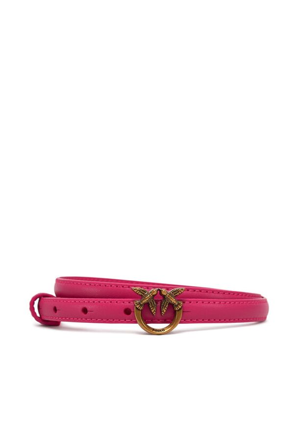 Pinko - PINKO Pasek Damski Love Berry H1 Belt PE 25 PLT01 102148 A0F1 Różowy. Kolor: różowy. Materiał: skóra