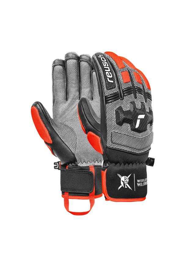 Rękawice Reusch Worldcup Warrior DH. Kolor: szary, wielokolorowy, czarny. Sezon: zima. Sport: narciarstwo