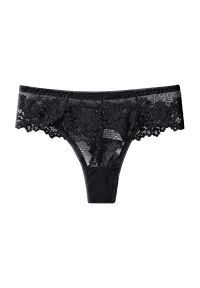 Intica - Stringi koronkowe ażurowe na specjalne okazje Cathe. Kolor: czarny. Materiał: koronka. Wzór: ażurowy