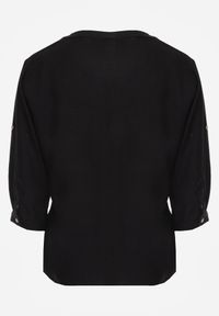 Born2be - Czarna Wiskozowa Koszula Boho z Haftem i Podpinanymi Rękawami 3/4 Cheridenah. Okazja: na co dzień. Kolekcja: plus size. Kolor: czarny. Materiał: wiskoza. Wzór: haft. Styl: boho #3