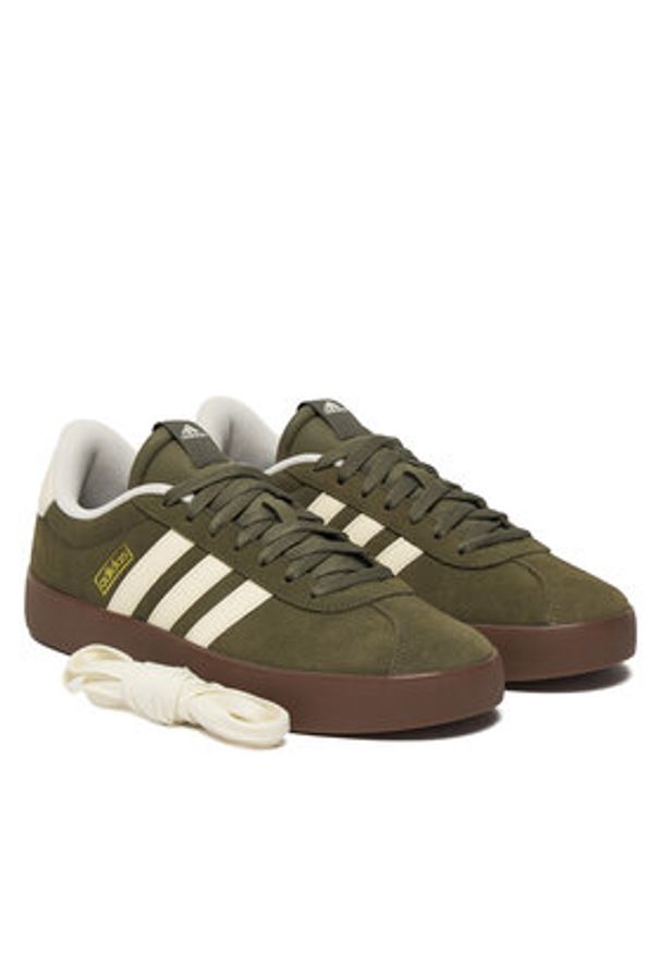Adidas - adidas Sneakersy Vl Court 3.0 KJ6805 Khaki. Kolor: brązowy. Materiał: skóra, zamsz