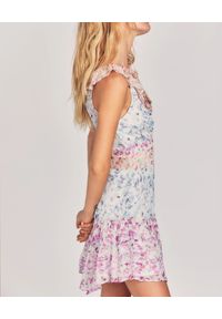 LOVE SHACK FANCY - Jedwabna sukienka w kwiatowy wzór Seneca. Kolor: wielokolorowy, fioletowy, różowy. Materiał: jedwab. Wzór: kwiaty