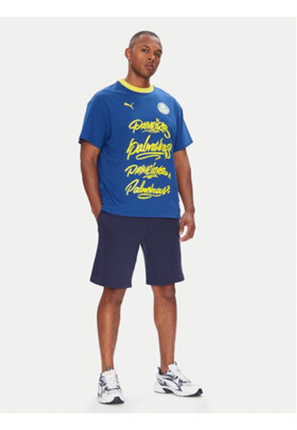Puma T-Shirt CWC Hoops x Palmeiras 631704 Niebieski Regular Fit. Kolor: niebieski. Materiał: bawełna