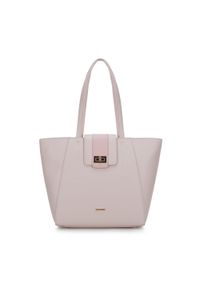 Wittchen - Torba shopperka z ozdobnym zapięciem. Kolor: różowy. Wzór: haft, aplikacja. Dodatki: z haftem. Materiał: skórzane. Styl: klasyczny, elegancki #4