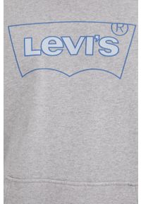 Levi's® - Levi's bluza bawełniana męska kolor szary z kapturem z nadrukiem. Okazja: na spotkanie biznesowe. Typ kołnierza: kaptur. Kolor: szary. Materiał: bawełna. Wzór: nadruk. Styl: biznesowy