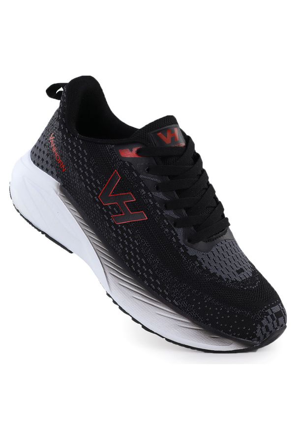 Półbuty sportowe męskie lekkie czarne Vanhorn YW27308BK2. Okazja: na co dzień. Kolor: czarny. Materiał: tkanina. Sport: turystyka piesza