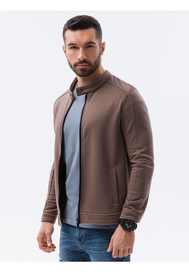 Brązowa bluza Ombre Clothing bez kaptura