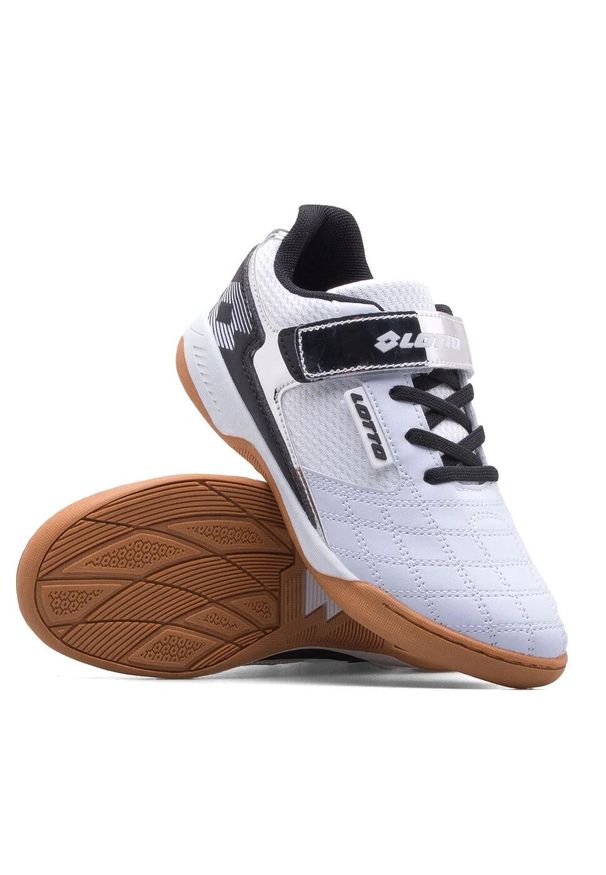 Buty treningowe dziecięce LOTTO FLITTER halowe, futsal. Kolor: czarny, biały, wielokolorowy. Sport: turystyka piesza