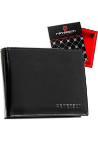 Elegancki, czarny portfel męski ze skóry naturalnej bez zapięcia zewnętrznego - Peterson. Kolor: czarny. Materiał: skóra #1