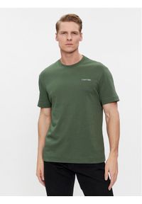 Calvin Klein T-Shirt Micro Logo Interlock K10K109894 Zielony Regular Fit. Kolor: zielony. Materiał: bawełna
