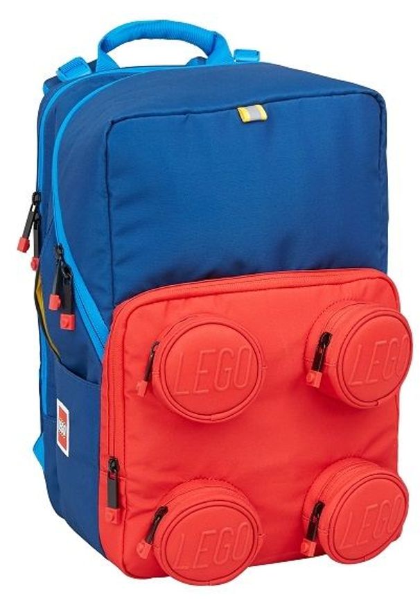 LEGO Navy/Red Petersen - szkolny plecak. Materiał: materiał. Wzór: paski