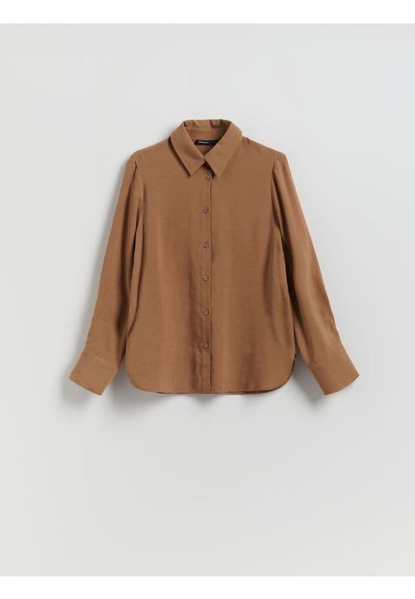 Reserved - Koszula z modalem - brązowy. Kolor: brązowy. Materiał: tkanina