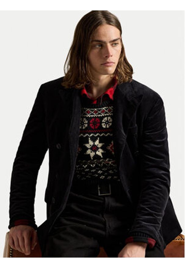 Polo Ralph Lauren Sweter 710982258001 Czarny Regular Fit. Typ kołnierza: polo. Kolor: czarny. Materiał: bawełna