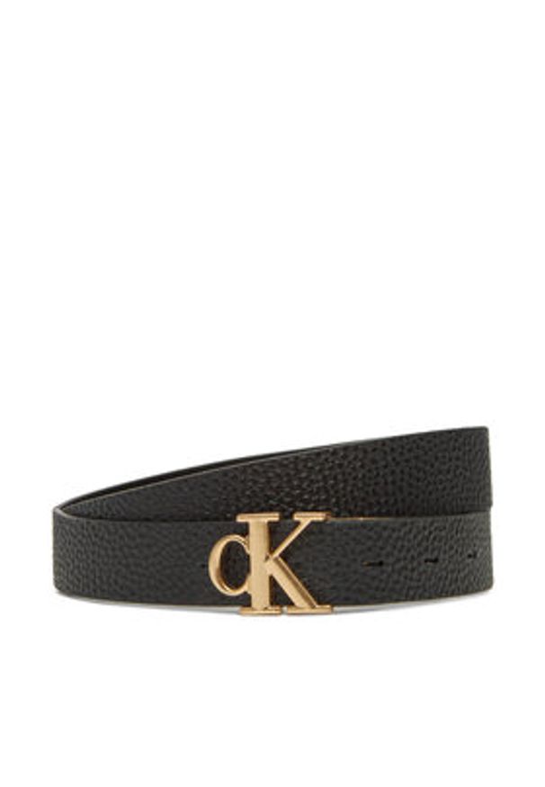 Calvin Klein Pasek Damski Monogram Plaque Buckle 25Mm Rev LV04K7005G Czarny. Kolor: czarny. Materiał: skóra