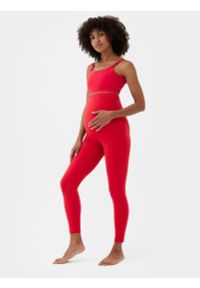 4f - 4F Legginsy ciążowe do jogi z wysokim stanem damskie S. Stan: podwyższony. Kolekcja: moda ciążowa. Kolor: czerwony. Materiał: włókno, dzianina, materiał. Sport: joga i pilates