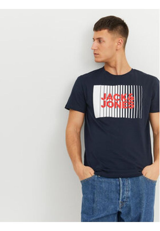 Jack & Jones T-Shirt Corp 12233999 Granatowy Standard Fit. Kolor: niebieski. Materiał: bawełna