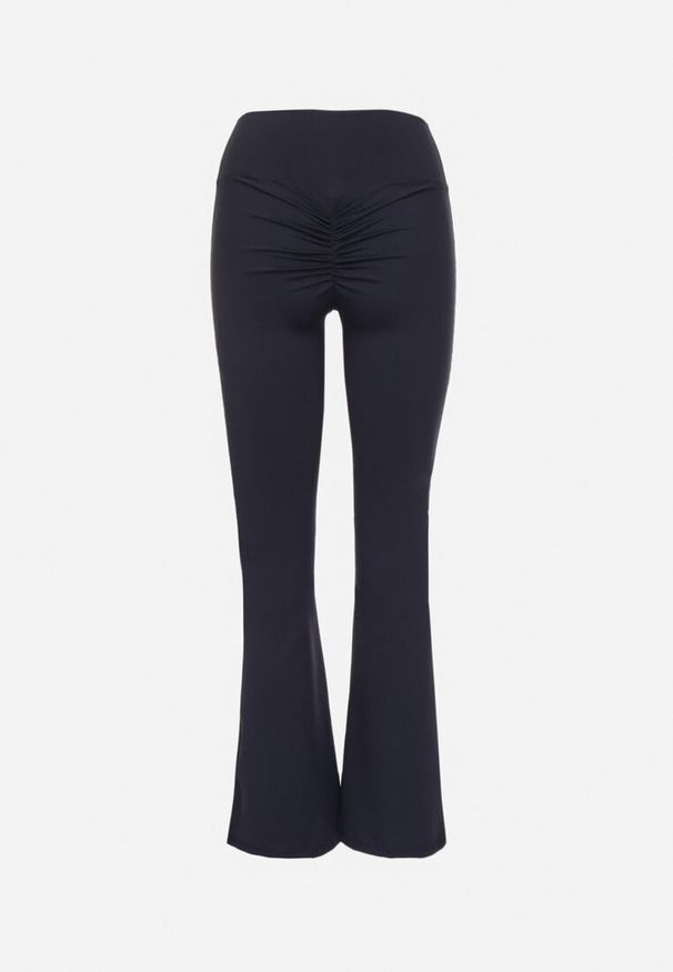 Born2be - Granatowe Legginsy Typu Dzwony z Wysokim Stanem Orralise. Stan: podwyższony. Kolor: niebieski. Materiał: tkanina. Styl: klasyczny