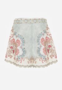 Born2be - Zielone Letnie Szorty w Stylu Boho z Kwiatowym Motywem i Paskiem Sharoria. Okazja: na co dzień. Kolor: zielony. Długość: długie. Wzór: kwiaty. Sezon: lato. Styl: boho #7