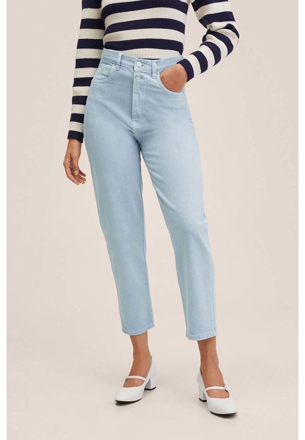 mango - Mango jeansy Aimee damskie high waist. Stan: podwyższony. Kolor: niebieski