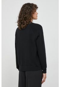Calvin Klein sweter z domieszką wełny damski kolor czarny lekki. Kolor: czarny. Materiał: wełna. Długość rękawa: raglanowy rękaw. Styl: klasyczny #5