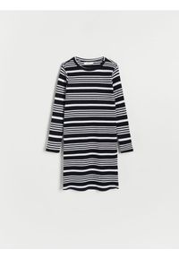 Reserved - Sukienka w paski - czarny. Kolor: czarny. Materiał: bawełna. Wzór: paski #1