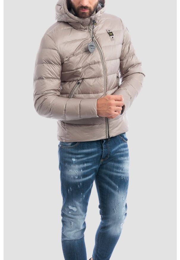 Blauer USA - BLAUER Szara kurtka męska Acton Short Jackets. Typ kołnierza: bez kaptura. Kolor: szary. Materiał: poliamid