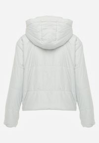 Renee - Miętowa Kurtka z Szerokim Pikowaniem i Nieodpinanym Kapturem Ninilira. Okazja: na spacer. Kolor: miętowy. Materiał: jeans #4