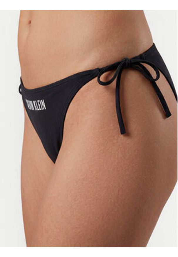 Calvin Klein Swimwear Dół od bikini LV00Q61220 Czarny. Kolor: czarny. Materiał: syntetyk
