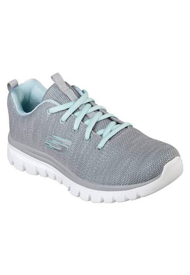 skechers - Buty do chodzenia damskie Skechers Graceful Twisted Fortune. Kolor: szary. Materiał: tkanina, materiał, guma, syntetyk. Sport: turystyka piesza