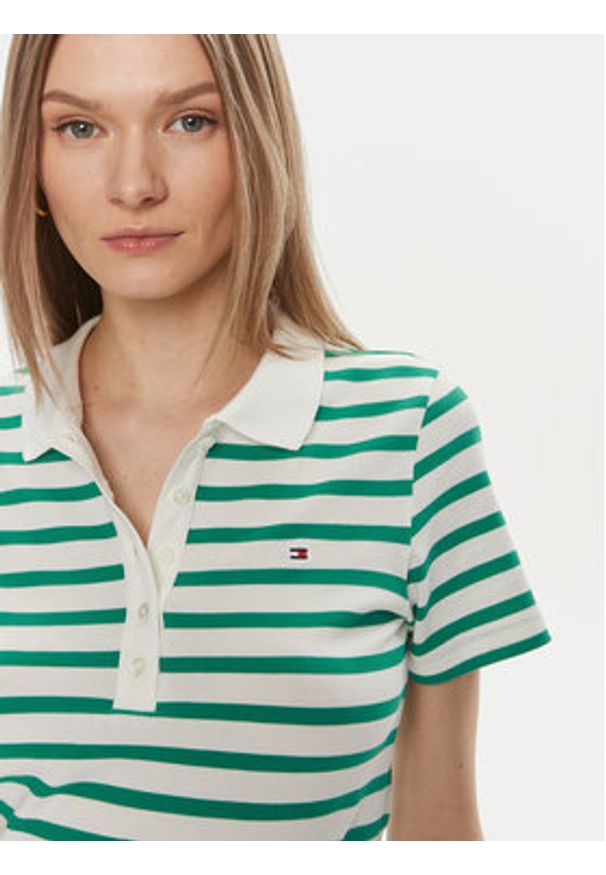 TOMMY HILFIGER - Tommy Hilfiger Polo 1985 WW0WW39530 Zielony Slim Fit. Typ kołnierza: polo. Kolor: zielony. Materiał: bawełna