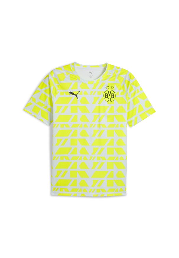 Puma - Męska koszulka przedmeczowa Borussia Dortmund PUMA. Kolor: żółty, szary, wielokolorowy. Sport: bieganie
