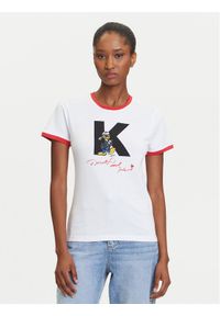 Karl Lagerfeld - KARL LAGERFELD T-Shirt A3W17089 Biały Regular Fit. Typ kołnierza: dekolt w karo. Kolor: biały. Materiał: bawełna #1
