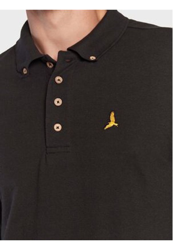 Brave Soul Polo MLT-412WASHINGTN Czarny Slim Fit. Typ kołnierza: polo. Kolor: czarny. Materiał: bawełna, syntetyk