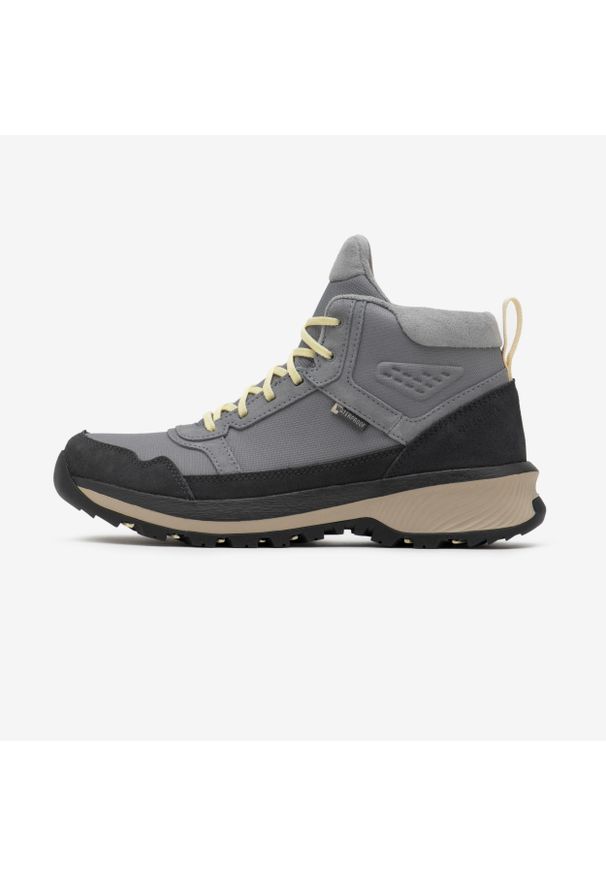 quechua - Buty turystyczne damskie Quechua NH500 Mid skóra wodoodporne. Zapięcie: sznurówki. Kolor: szary. Materiał: skóra. Szerokość cholewki: normalna. Styl: sportowy