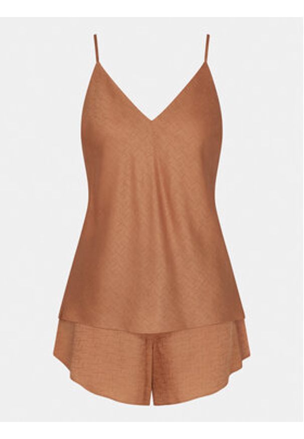 Triumph Piżama Silky Sensuality 10218279 Brązowy Relaxed Fit. Kolor: brązowy. Materiał: lyocell