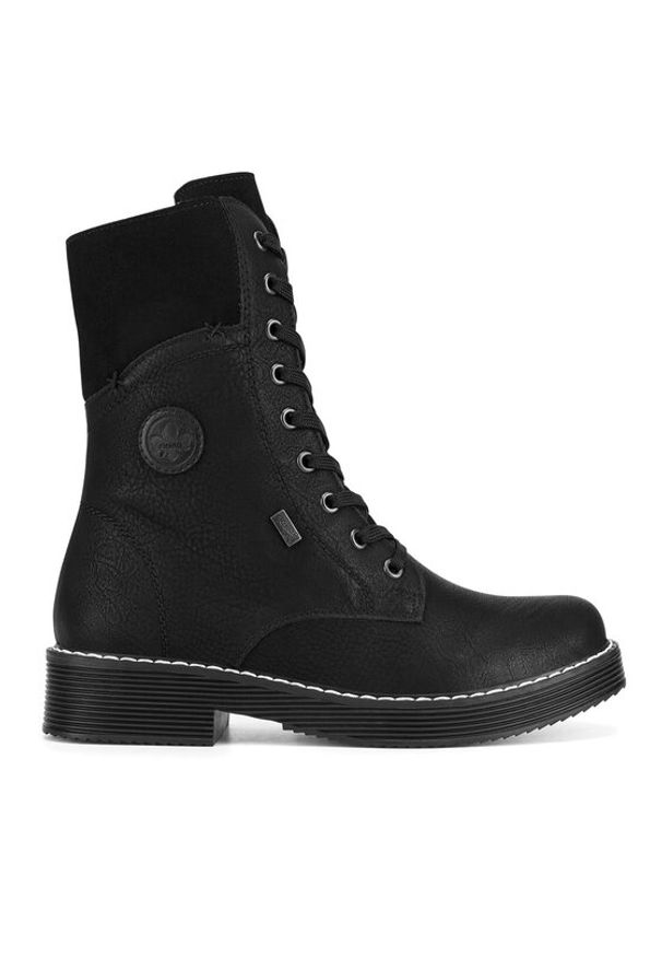 Rieker Trzewiki 70048-01 Czarny. Kolor: czarny. Materiał: materiał