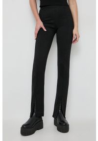 Karl Lagerfeld legginsy damskie kolor czarny melanżowe. Stan: podwyższony. Kolor: czarny. Materiał: materiał, wiskoza. Wzór: melanż #1