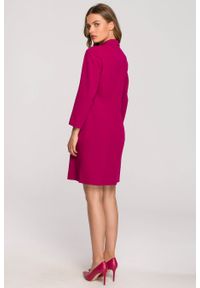Stylove - Elegancka żakietowa sukienka marynarka z paskiem - śliwkowa. Materiał: elastan, poliester, wiskoza. Styl: elegancki