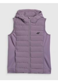 4f - 4F Bezrękawnik z wypełnieniem syntetycznym damski - fioletowy XXL. Kolor: fioletowy. Materiał: syntetyk. Długość rękawa: bez rękawów. Wzór: gładki #1