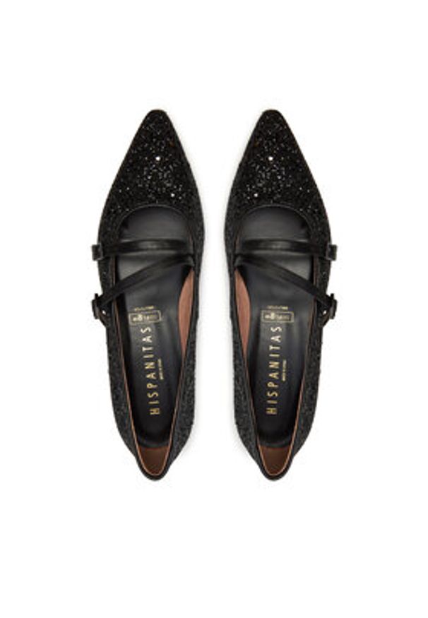 Hispanitas Baleriny Glitter-I24 BHI243567 Czarny. Kolor: czarny. Materiał: skóra