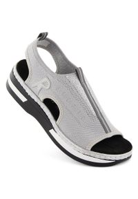 Komfortowe sandały damskie wsuwane Rieker V59B5-90 szare. Zapięcie: bez zapięcia. Kolor: szary