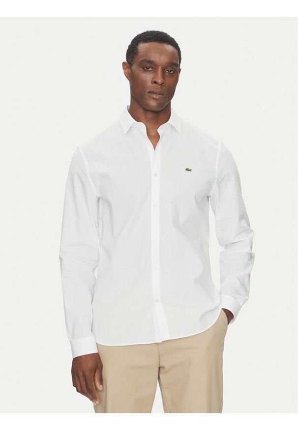 Lacoste Koszula CH5620 Biały Slim Fit. Kolor: biały. Materiał: bawełna