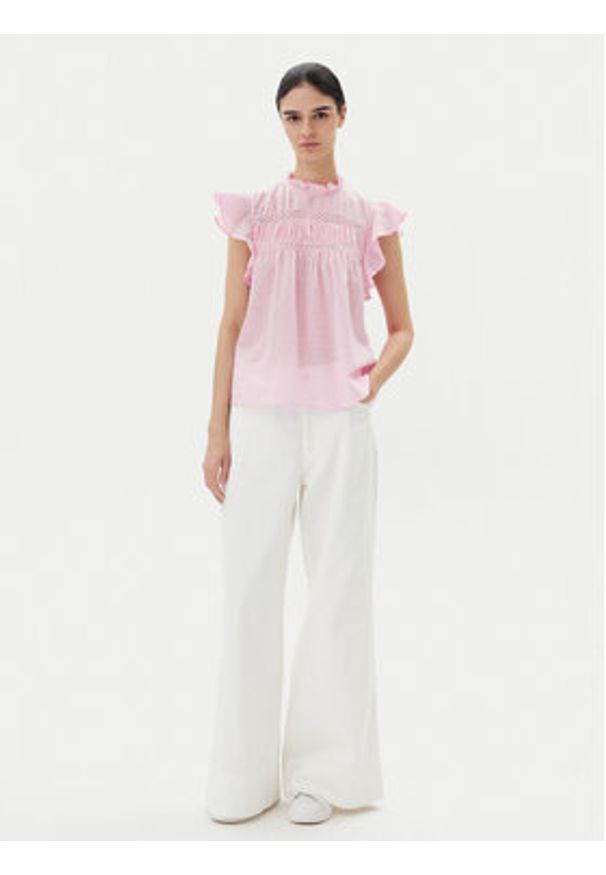 only - ONLY Bluzka Katti 15337637 Różowy Regular Fit. Kolor: różowy. Materiał: bawełna