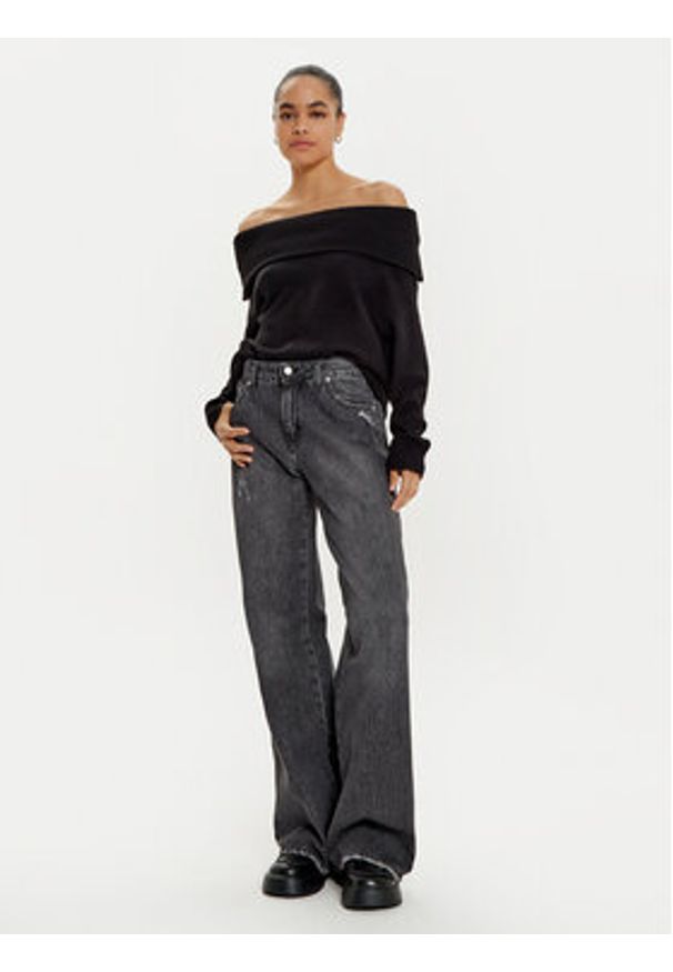 Haveone Jeansy PLS-M025 Szary Wide Leg. Kolor: szary