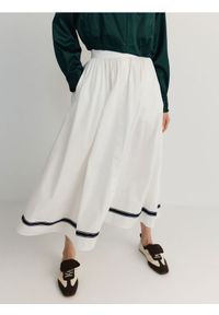 Reserved - Bawełniana spódnica maxi - biały. Kolor: biały. Materiał: bawełna