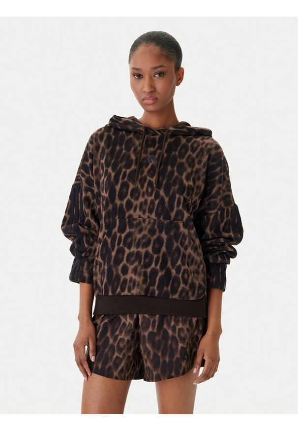 Adidas - adidas Bluza Seasonal Essentials Leopard Print KH0293 Brązowy Loose Fit. Kolor: brązowy. Materiał: bawełna. Wzór: nadruk