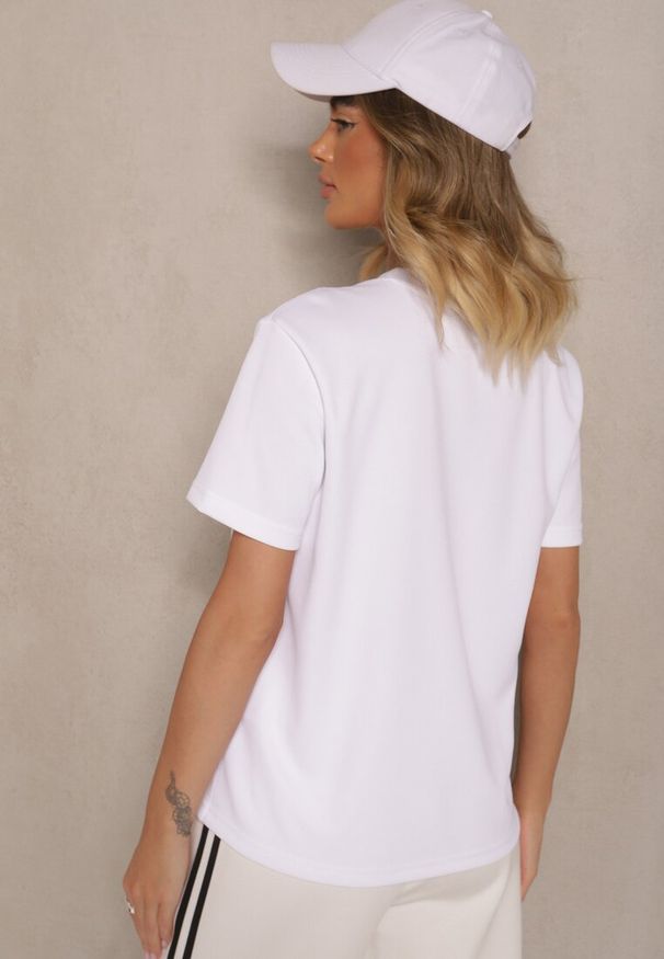 Renee - Biały T-shirt Basic z Małym Nadrukiem Tenmira. Okazja: na co dzień. Kolor: biały. Wzór: nadruk. Styl: casual