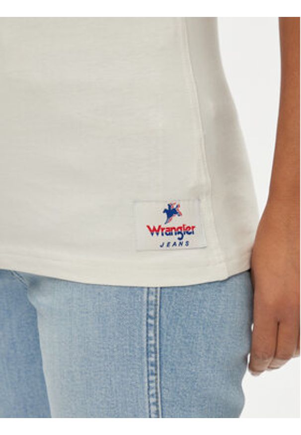 Wrangler T-Shirt Yoke 112350188 Écru Slim Fit. Materiał: bawełna