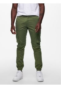 Only & Sons Spodnie materiałowe 22016687 Zielony Tapered Fit. Kolor: zielony. Materiał: bawełna