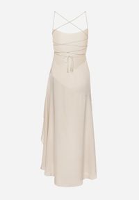Born2be - Jasnobeżowa Asymetryczna Sukienka Vices z Odkrytymi Plecami i Gorsetowym Wiązaniem Natifalia. Typ kołnierza: dekolt gorset. Kolor: beżowy. Typ sukienki: asymetryczne, gorsetowe. Styl: elegancki #4